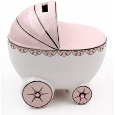 Baby Jewel Pink Pram Money Box